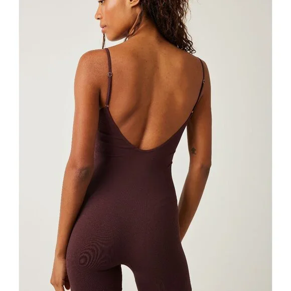 FREE PEOPLE One To Watch Romper / Chocolate Merlot - Picture 2 of 5